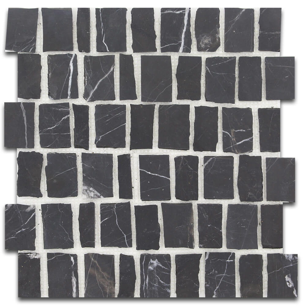 TAURUS BLACK: Marble Scarpa Mosaic (12"x12"x3/8" | honed | broken)