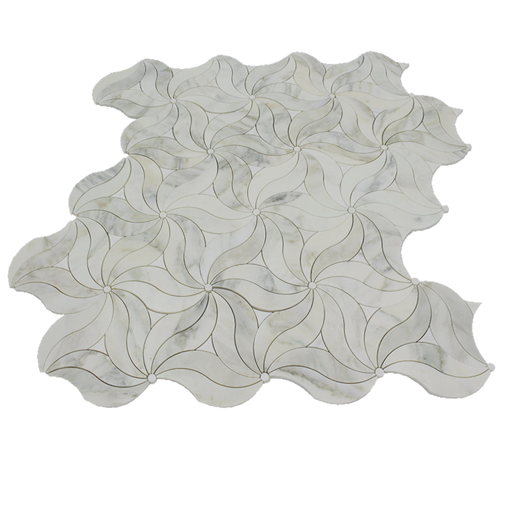 BIANCO VENATO: Calacatta Olive Marble Deste Mosaic (8 13/16"x17 1/4"x3/8" | polished)