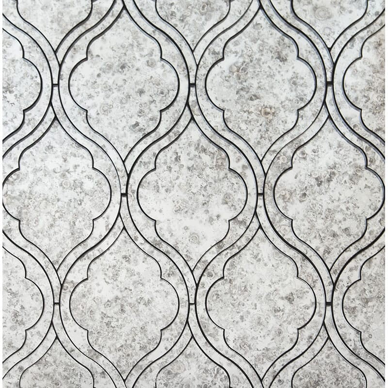 ANTIQUE MIRROR GLASS: Gray Helena Mosaic (glossy | 11"x19"x13/16" | straight cut)
