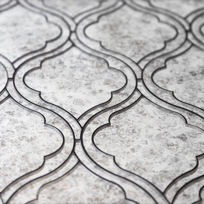 ANTIQUE MIRROR GLASS: Gray Helena Mosaic (glossy | 11"x19"x13/16" | straight cut)