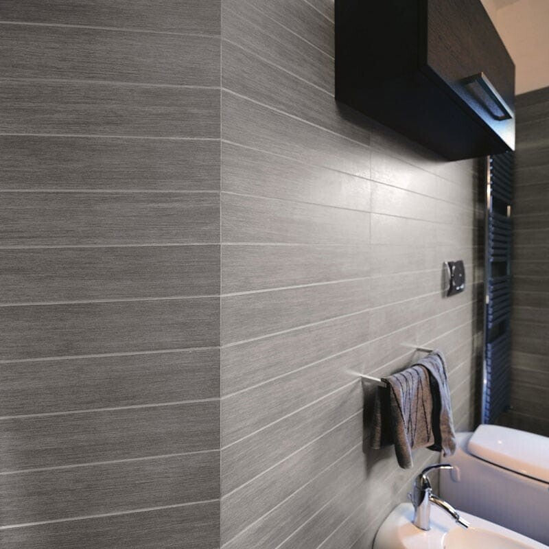 METALLIC PORCELAIN: Argento Rectangle Field Tile (matte | 12"x24"x25/64" | straight cut)