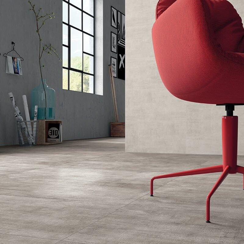 RUNWAY PORCELAIN: Blanc Concrete Rectangle Field Tile (lappato | 12"x24"x5/16" | straight cut)