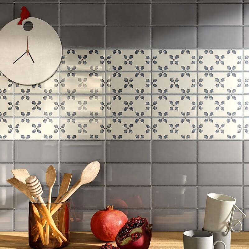 BELLA MURO CERAMIC: Grey Rectangle Field Tile (glossy | 4"x8"x9/32" | beveled)