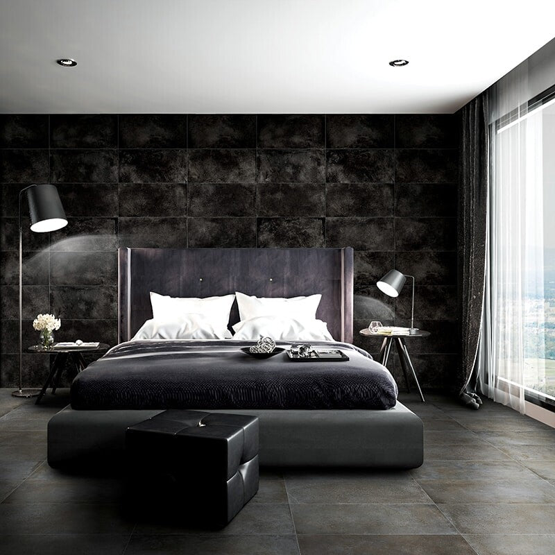 ATLAS PORCELAIN: London Black Rectangle Field Tile (honed | 12"x24"x5/16")