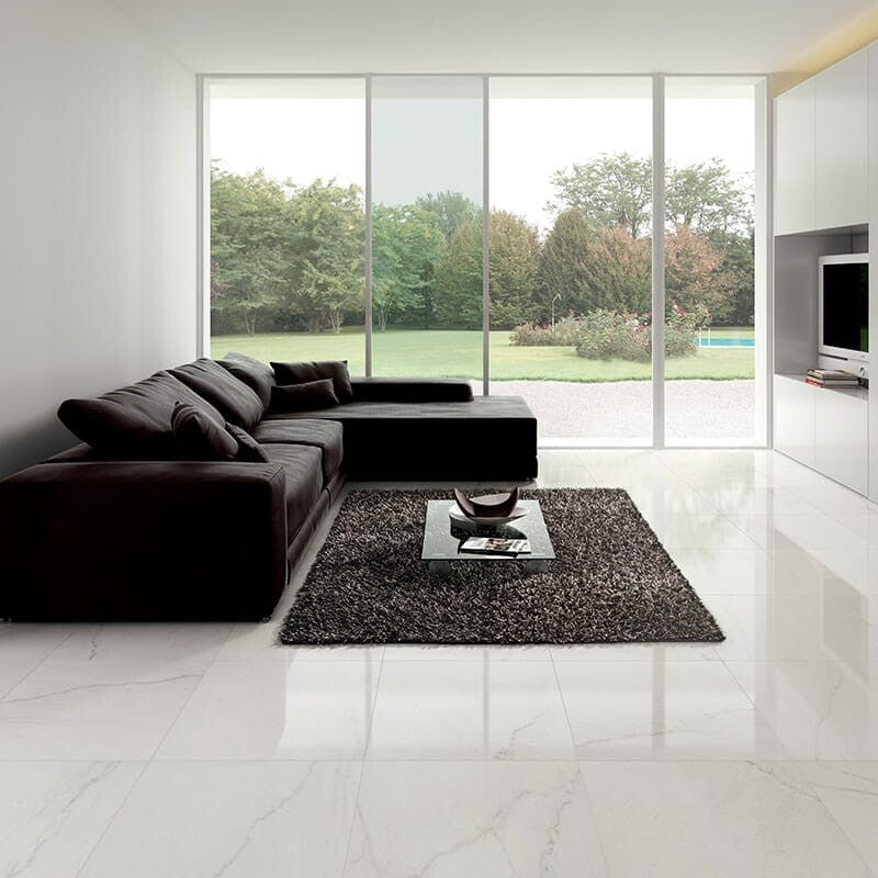 DREAMING PORCELAIN: Bianco Statuario Square Field Tile (polished | 24"x24"x25/64" | straight cut)