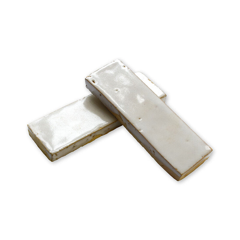 MOROCCAN: Blanc Fes Rectangle Zellige Field Tile (2"x6"x5/8" | glossy)