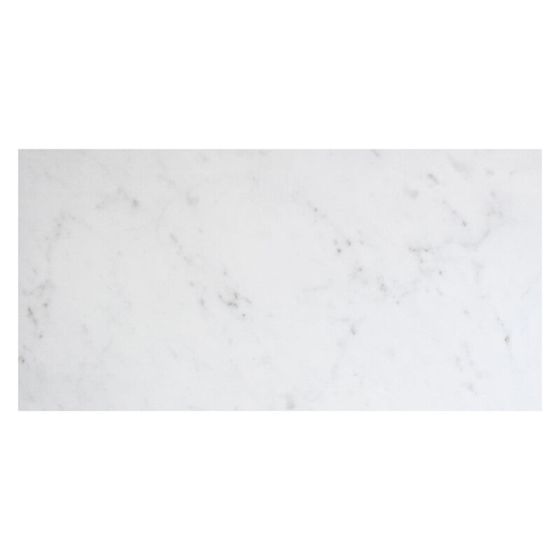 BIANCO CARRARA PORCELAIN: Bianco Carrara Rectangle Field Tile (polished | 12"x24"x25/64" | straight cut)