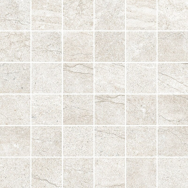 TELLURIDE PORCELAIN: Snow 2X2 Straight Stack Mosaic (matte | 12"x12"x23/64" | straight cut)