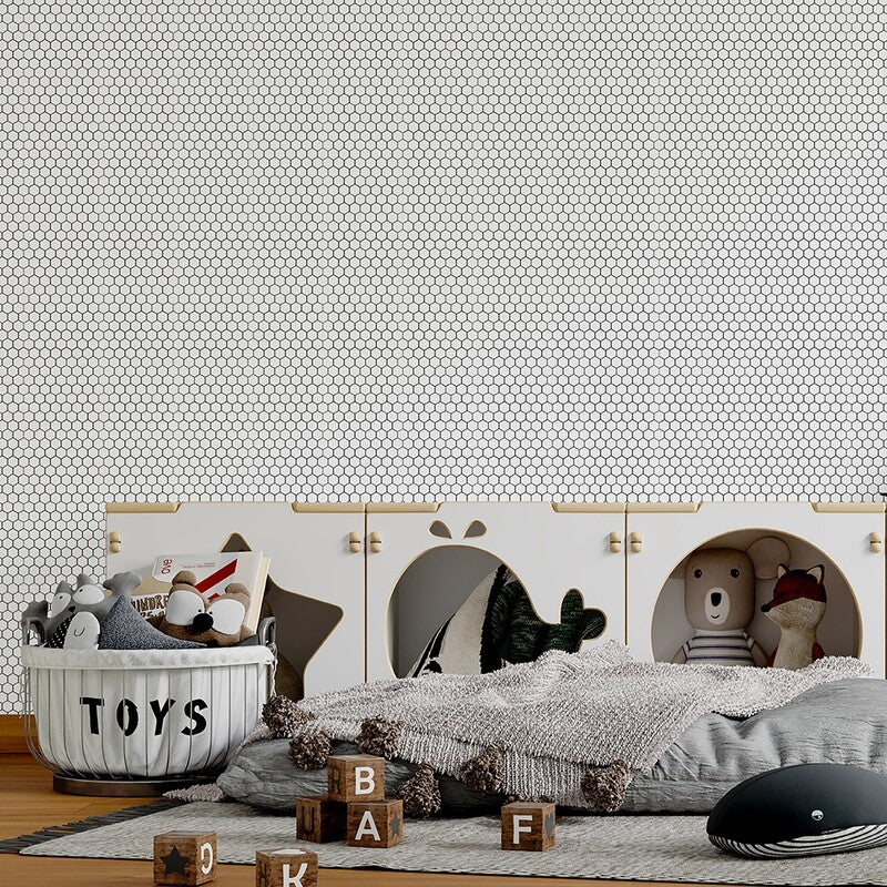 METRO WALL CERAMIC: White Hexagon Mosaic (matte | 12"x12"x15/64" | straight cut)