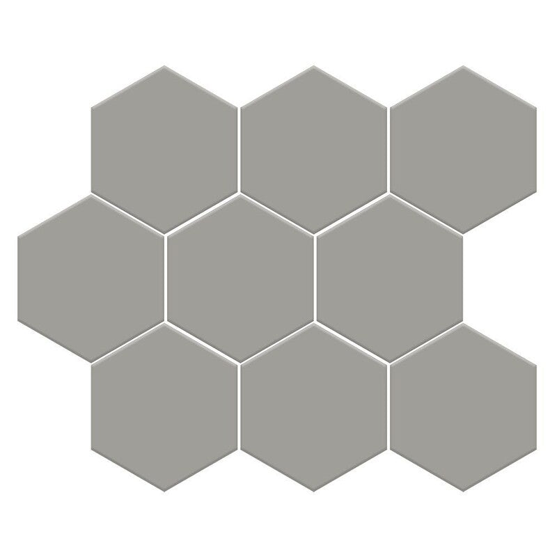 METRO WALL CERAMIC: Dark Gray Midi Hexagon Mosaic (matte | 8"x10"x15/64" | straight cut)