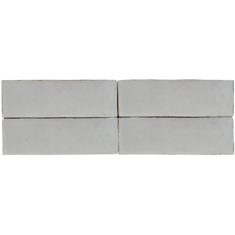 MOROCCAN: Extra White Rectangle Zellige Field Tile (2"x6"x1/2" | glossy)
