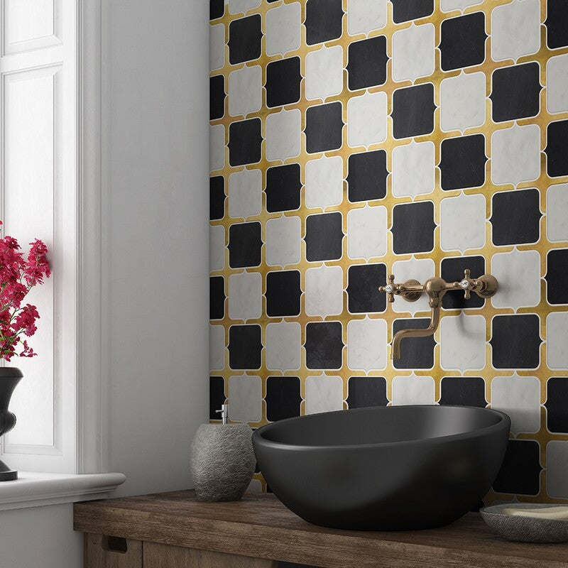MOD GLAM : Glacier Emerson Mosaic (honed | 13"x13"x23/32" | straight cut)