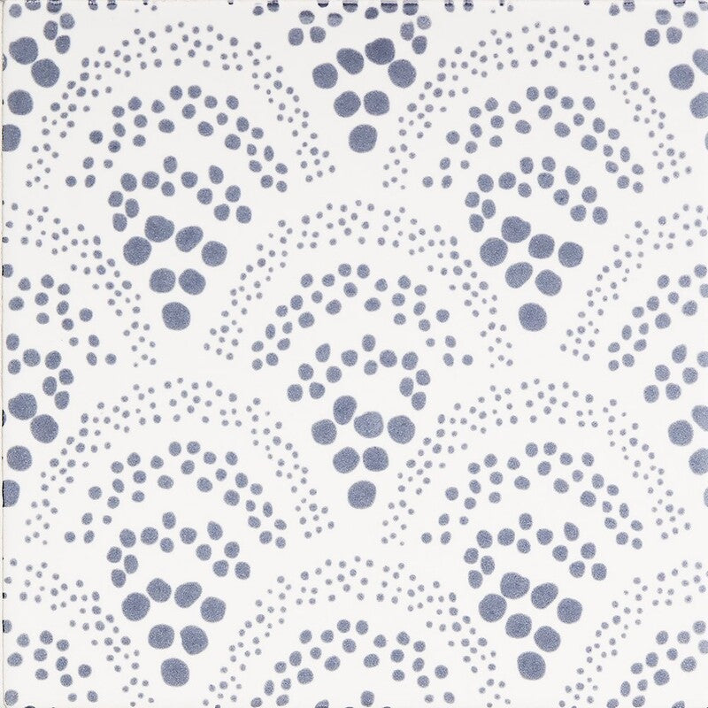 SISTER PARISH: Snow White, Grey Chou Chou Field Deco Tile (matte | 6"x6"x3/8" | straight cut)