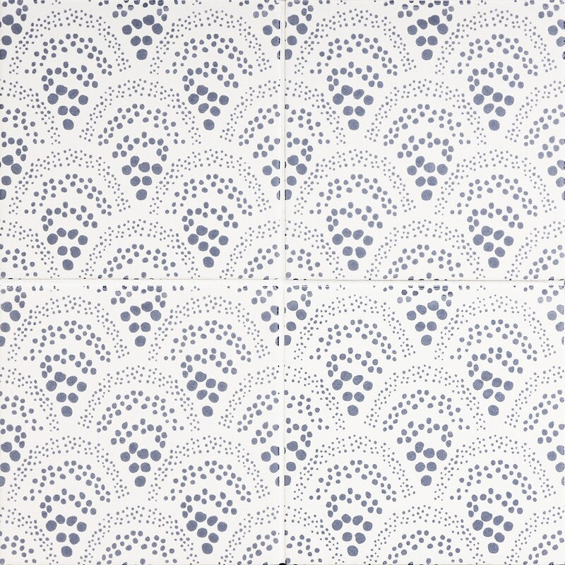 SISTER PARISH: Snow White, Grey Chou Chou Field Deco Tile (matte | 6"x6"x3/8" | straight cut)