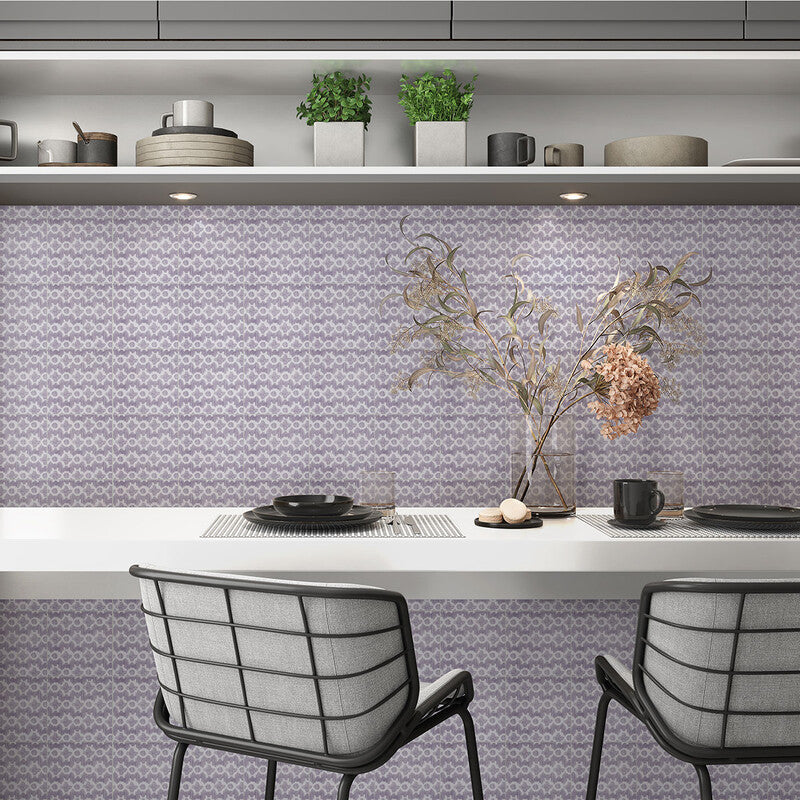 SISTER PARISH: Pure , Wisteria Clara B Field Deco Tile (glossy | 6"x6"x3/8" | straight cut)