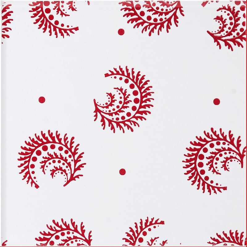 SISTER PARISH: Snow White, Fire Engine Desmond Field Deco Tile (glossy | 6"x6"x3/8" | straight cut)