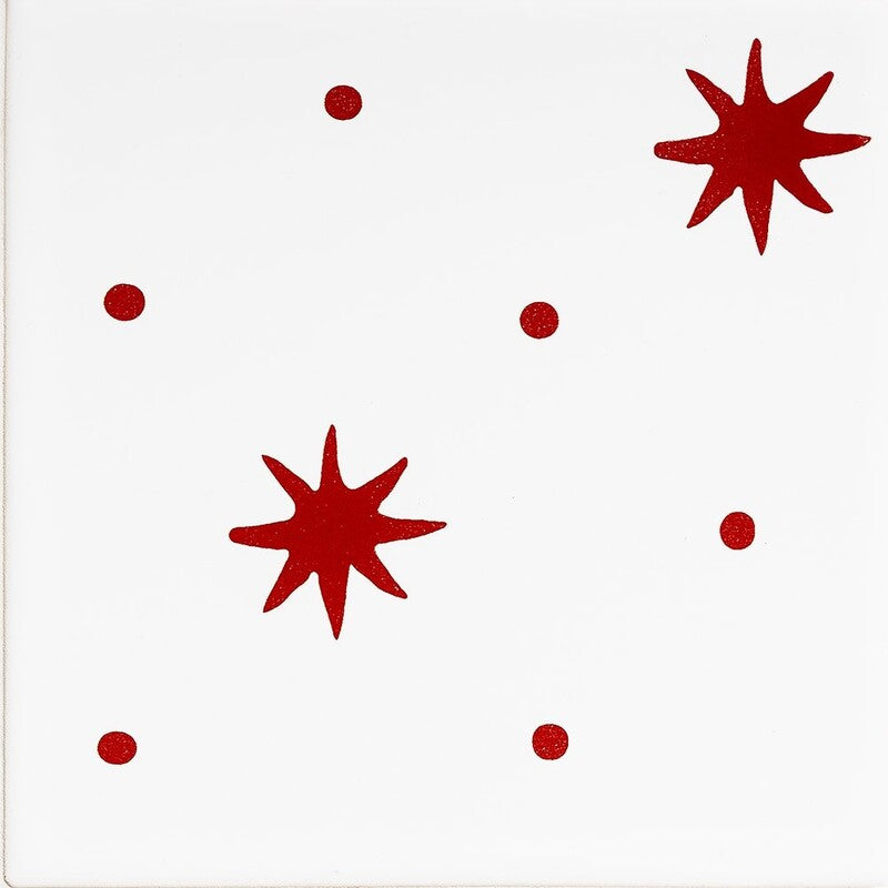 SISTER PARISH: Pure , Fire Engine Serendipity Field Deco Tile (glossy | 6"x6"x3/8" | straight cut)