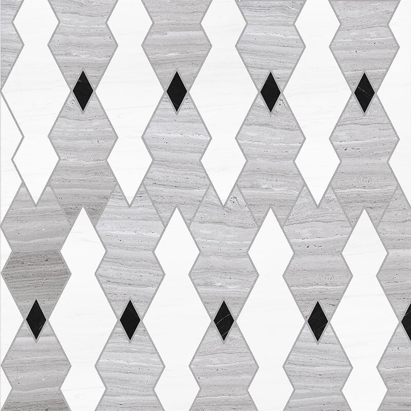 TAOS : China Black, Haisa Light, Snow White Taza Mosaic (multi finish | 8"x10"x8/32" | straight cut)