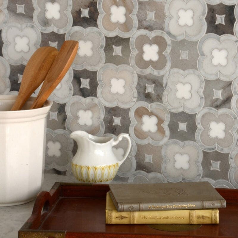 TALYA: Dolomite Palisandra Damascus Mosaic (multi finish | 11"x11"x3/8" | straight cut)