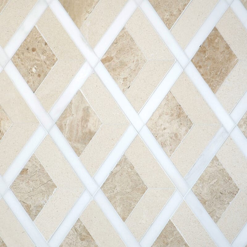 TALYA: Diana Royal, Dolomite Hippodrome Diamonds Mosaic (multi finish | 10"x11"x11/16" | straight cut)