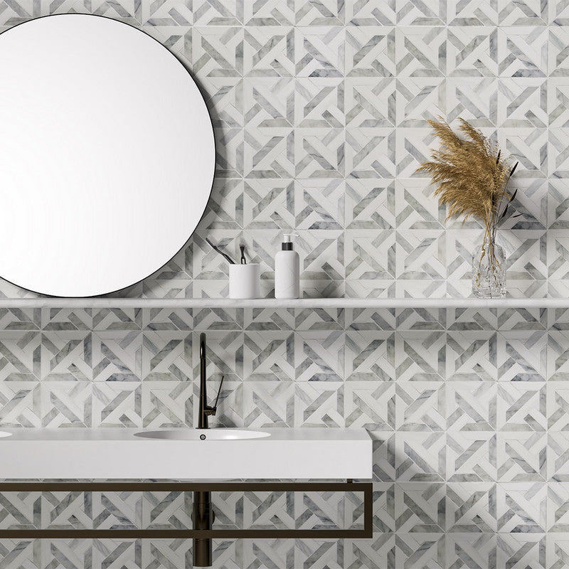 TALYA: Dolomite Marmara Lattice Mosaic (multi finish | 9"x9"x11/16" | straight cut)