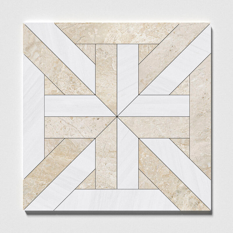 TALYA: Diana Royal, Dolomite Rubicon Lattice Mosaic (multi finish | 17"x17"x3/8" | straight cut)