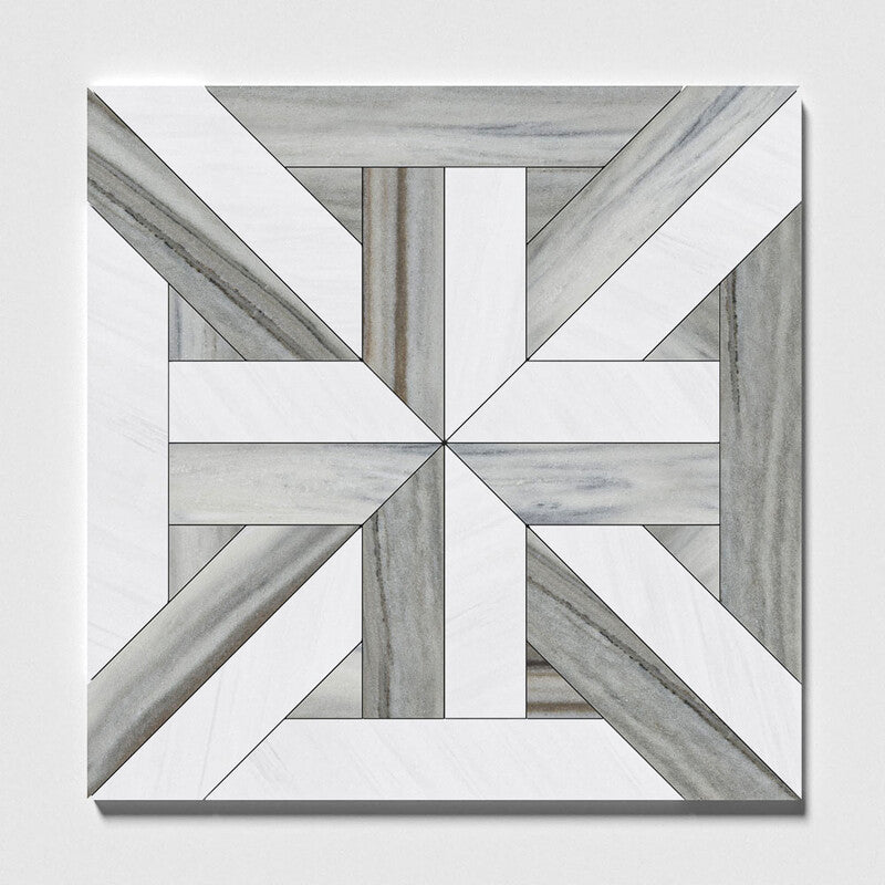 TALYA: Skyline Vein Cut Rubicon Lattice Mosaic (multi finish | 17"x17"x3/8" | straight cut)