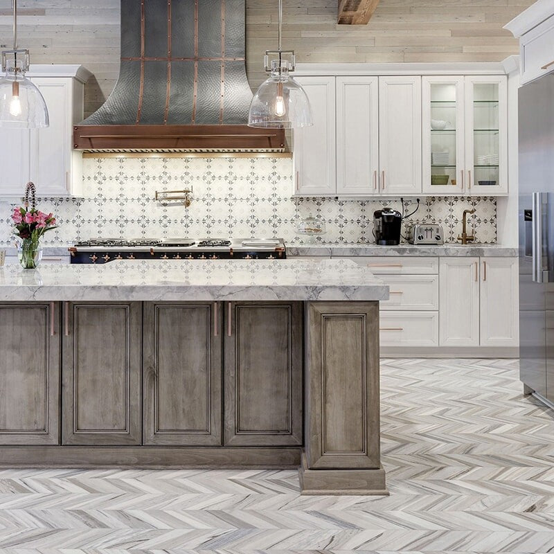 TALYA: Chevron Mosaic (multi finish | 13"x13"x7/16" | straight cut)