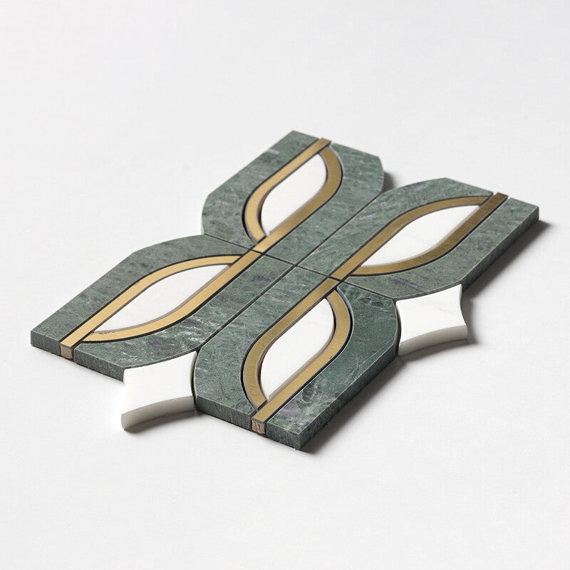 VERDE TIA : Verde Tia Butterfly Mosaic (honed | 7"x11"x13/16" | straight cut)