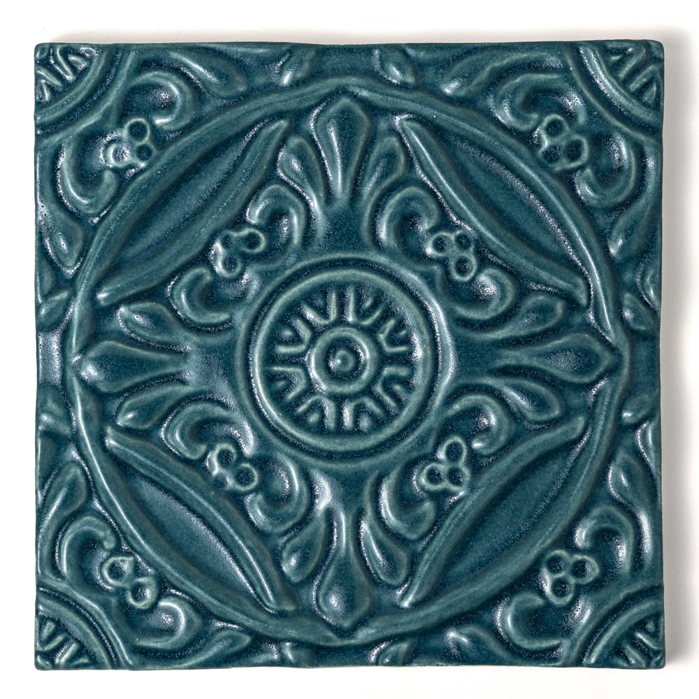 Mar Medallion Ceramic Deco Tile (6"×6"×3/8" | rugged | straight cut)
