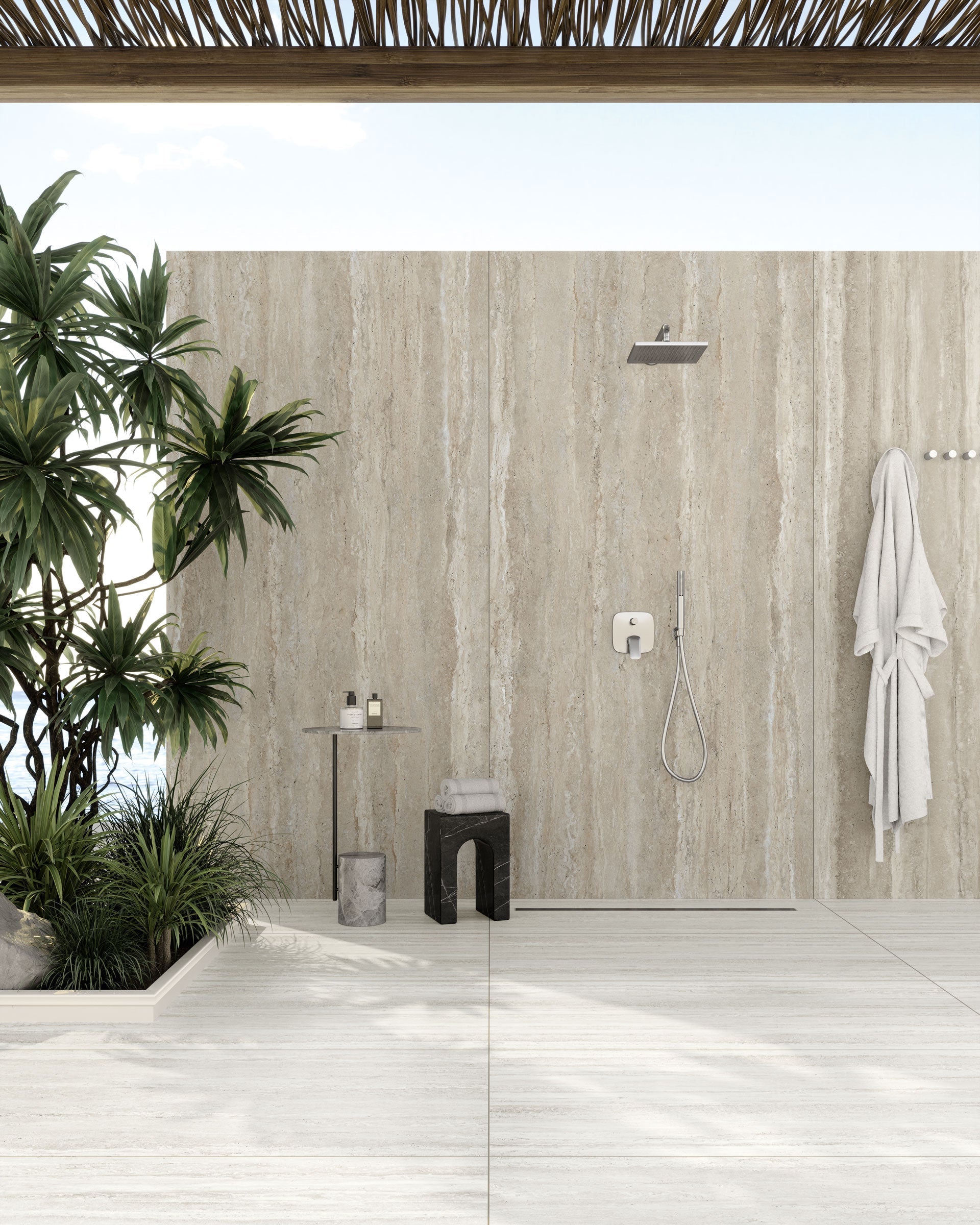 TRAVERTINE: Silver Bullnose (12"x24"x20-mm | grip)