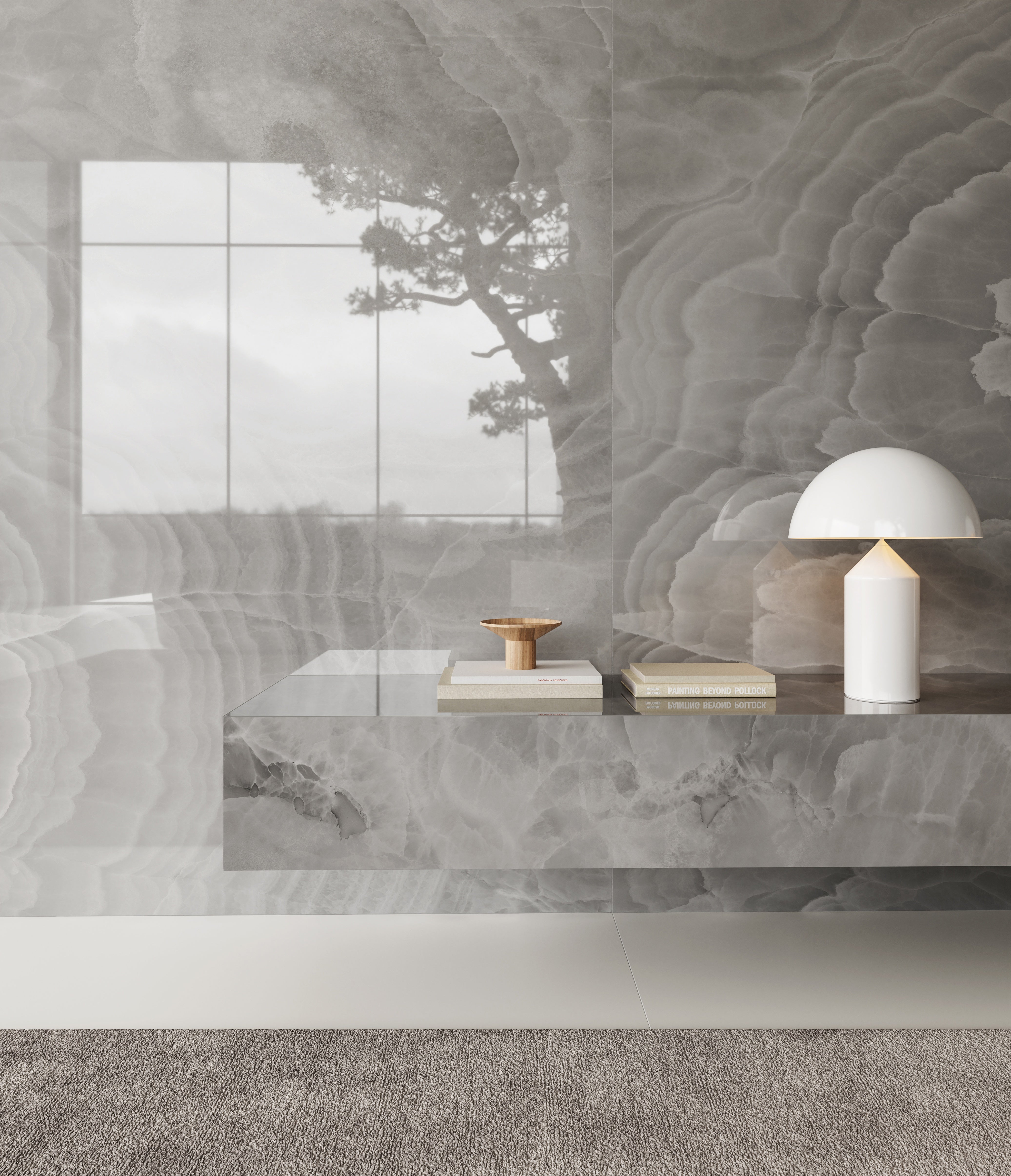 LUSTRA: Onyx Halo Block 44 Bookmatch Sintered Stone Slabs (64"Γ127"Γ15/32" | Polished | Rectified)
