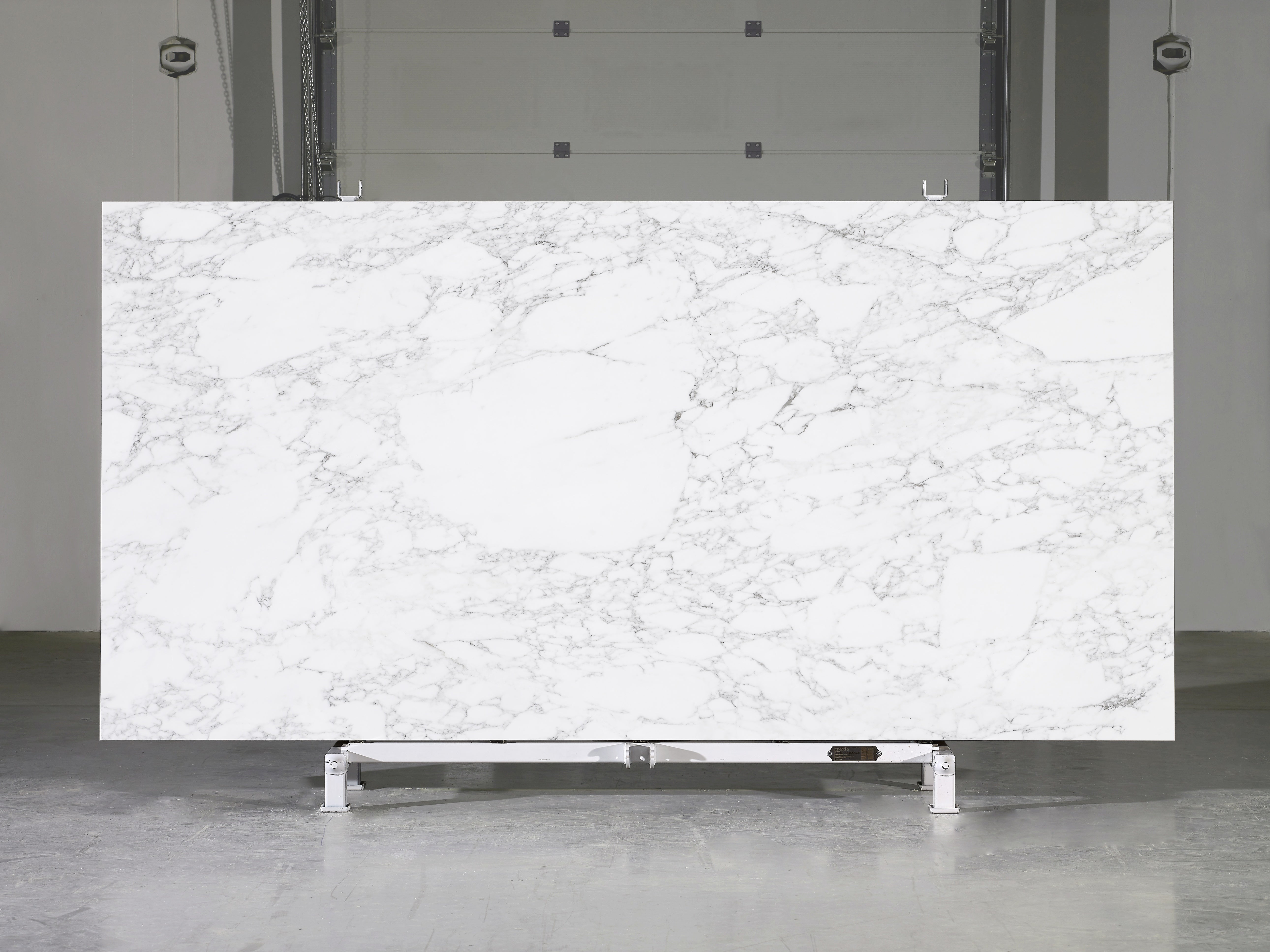 Majesto Arabescato Vagli sintered stone slabs by Anatolia, top-down product view, 64"×127"×15/32" size. Turkish sintered stone for floors and walls.