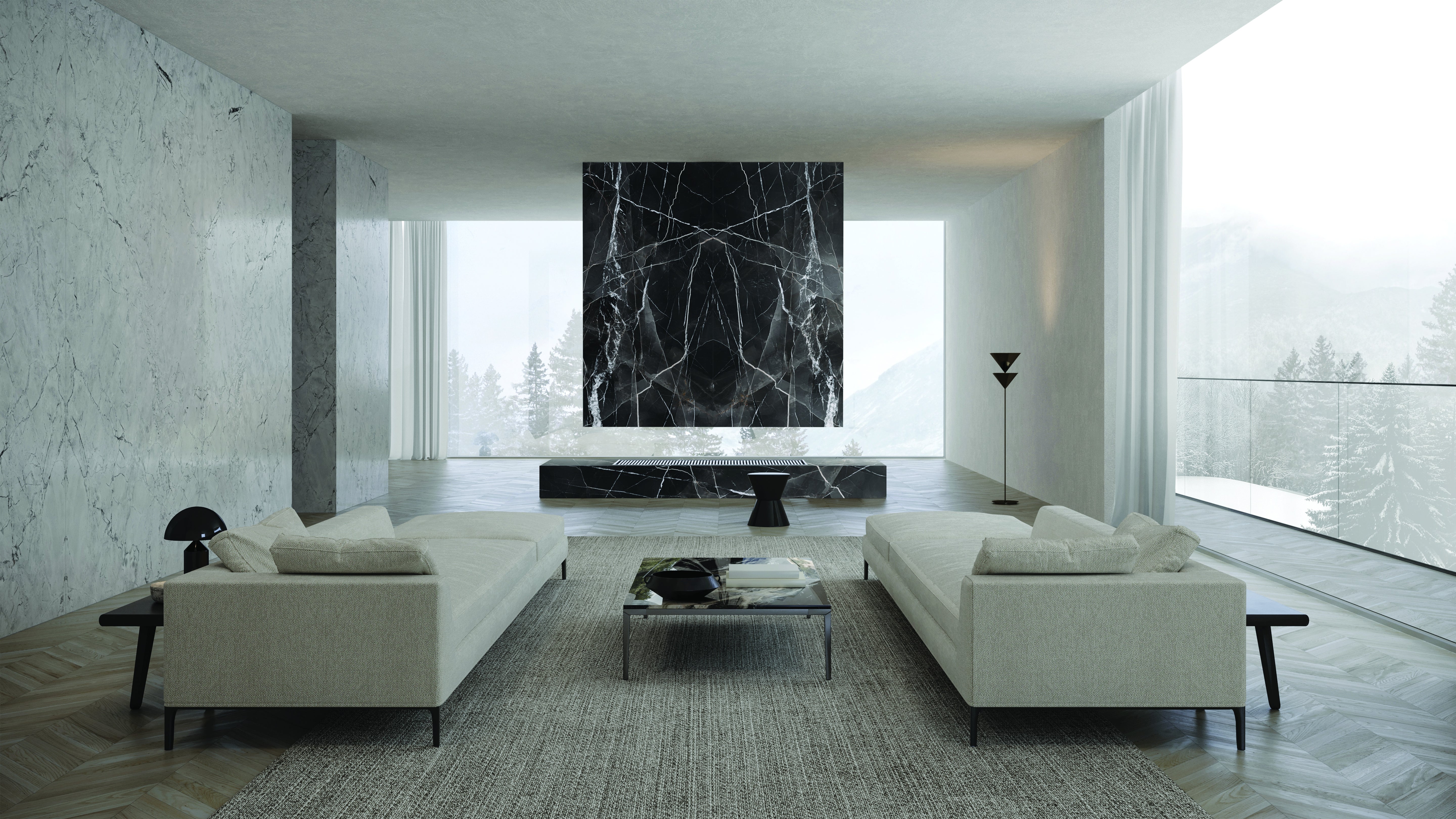 MAJESTO: Calacatta Noir Porcelain Field Tile (36"×11/32" | Polished | Rectified)