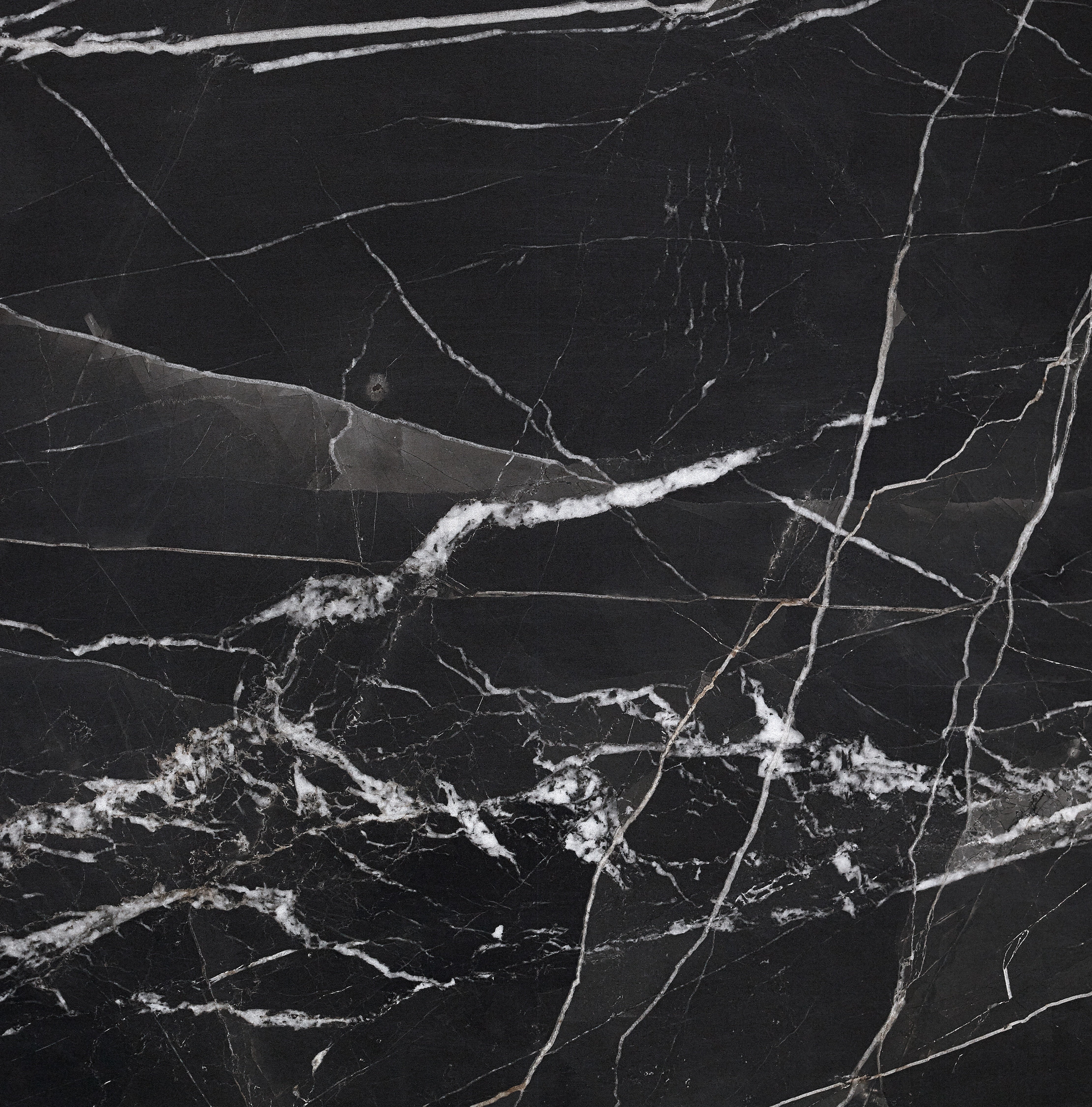 Majesto Calacatta Noir sintered stone slabs by Anatolia, top-down product view, 64"×127"×15/32" size. Turkish sintered stone for floors and walls.