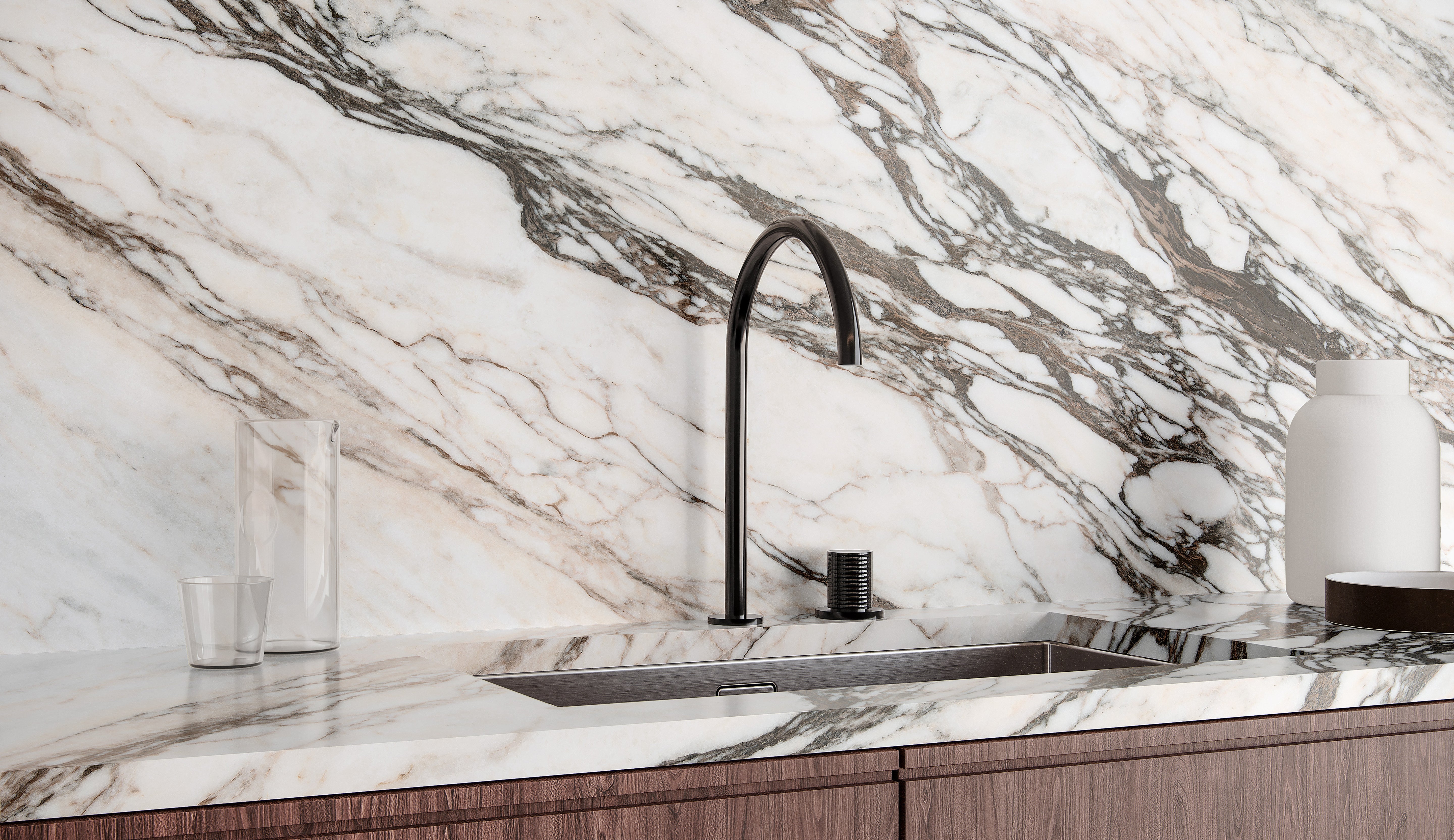 Calacatta Picasso slabs by Anatolia Aeterna, top-down product view, 63 25/32"×126 25/32" size. Premium porcelain for floors and walls.