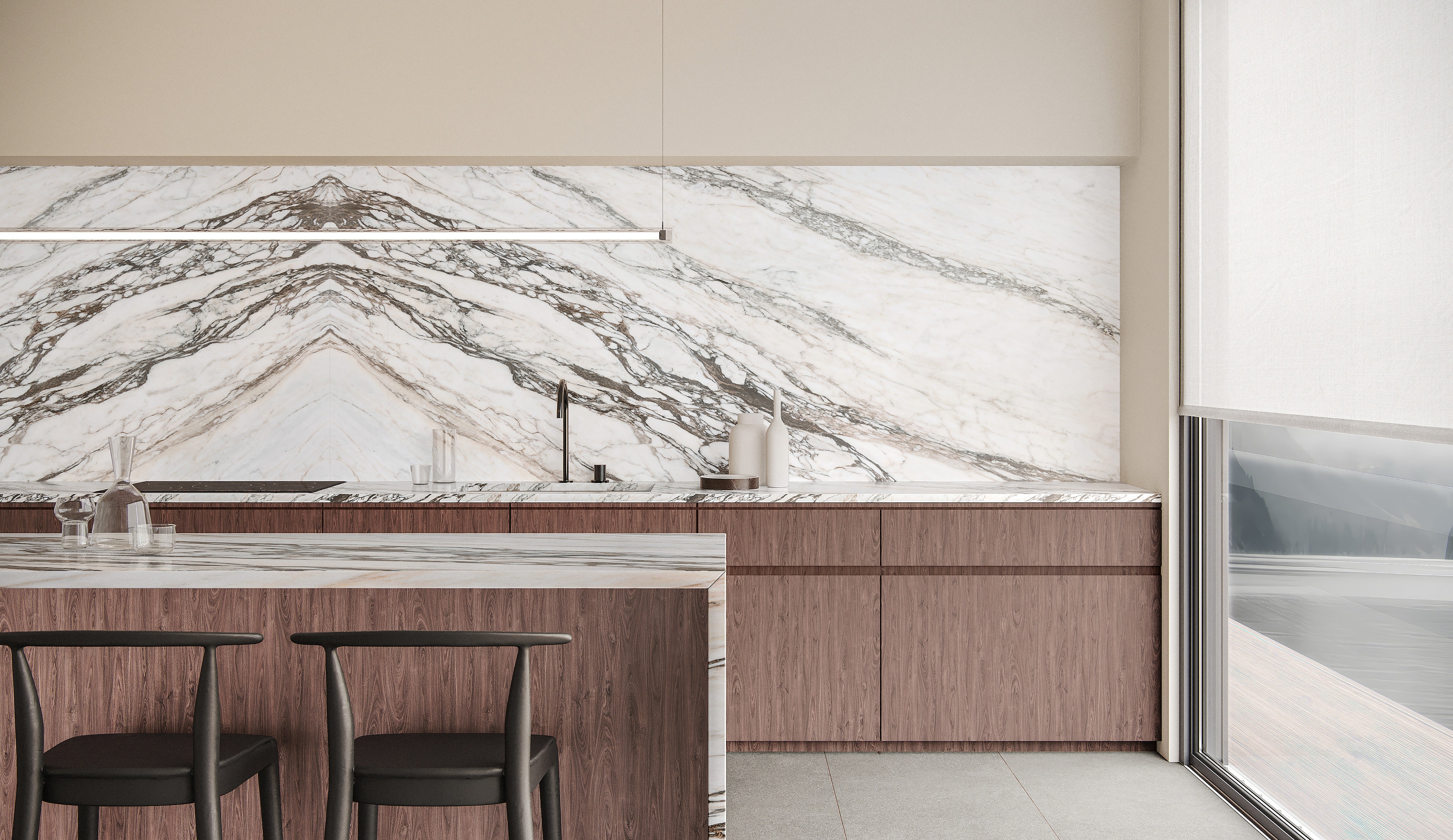Calacatta Picasso slabs by Anatolia Aeterna, top-down product view, 63 25/32"×126 25/32" size. Premium porcelain for floors and walls.