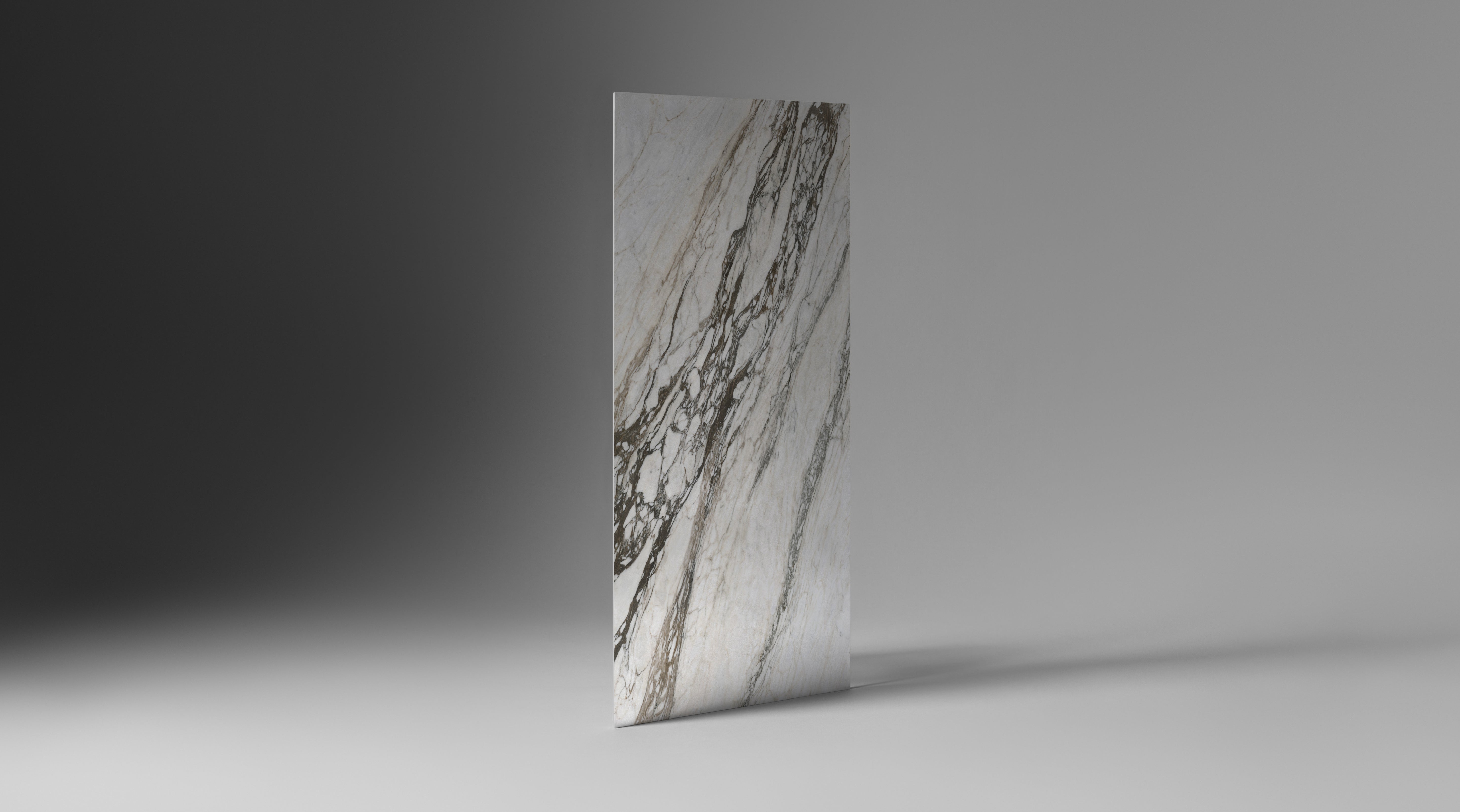 Calacatta Picasso slabs by Anatolia Aeterna, top-down product view, 63 25/32"×126 25/32" size. Premium porcelain for floors and walls.