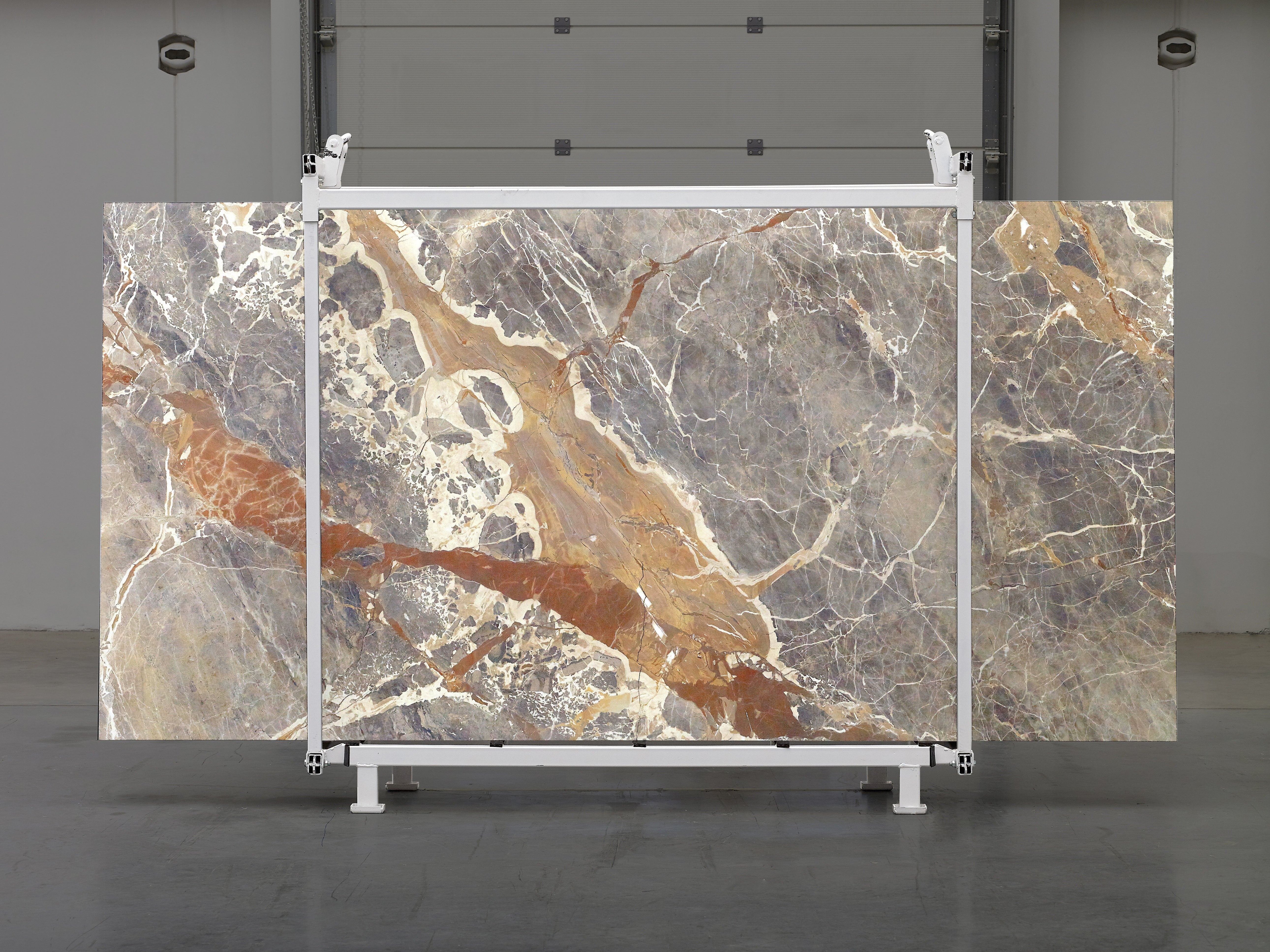 Majesto Macchia Vecchia sintered stone slabs by Anatolia, top-down product view, 64"×127"×15/32" size. Turkish sintered stone for floors and walls.