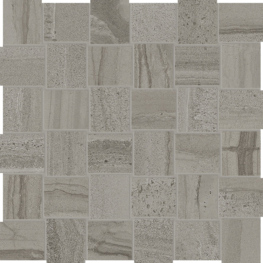AMELIA: Smoke 2x2 Basketweave Porcelain Mosaic (11 13/16"×11 13/16"×3/8" | Matte | Rectified)