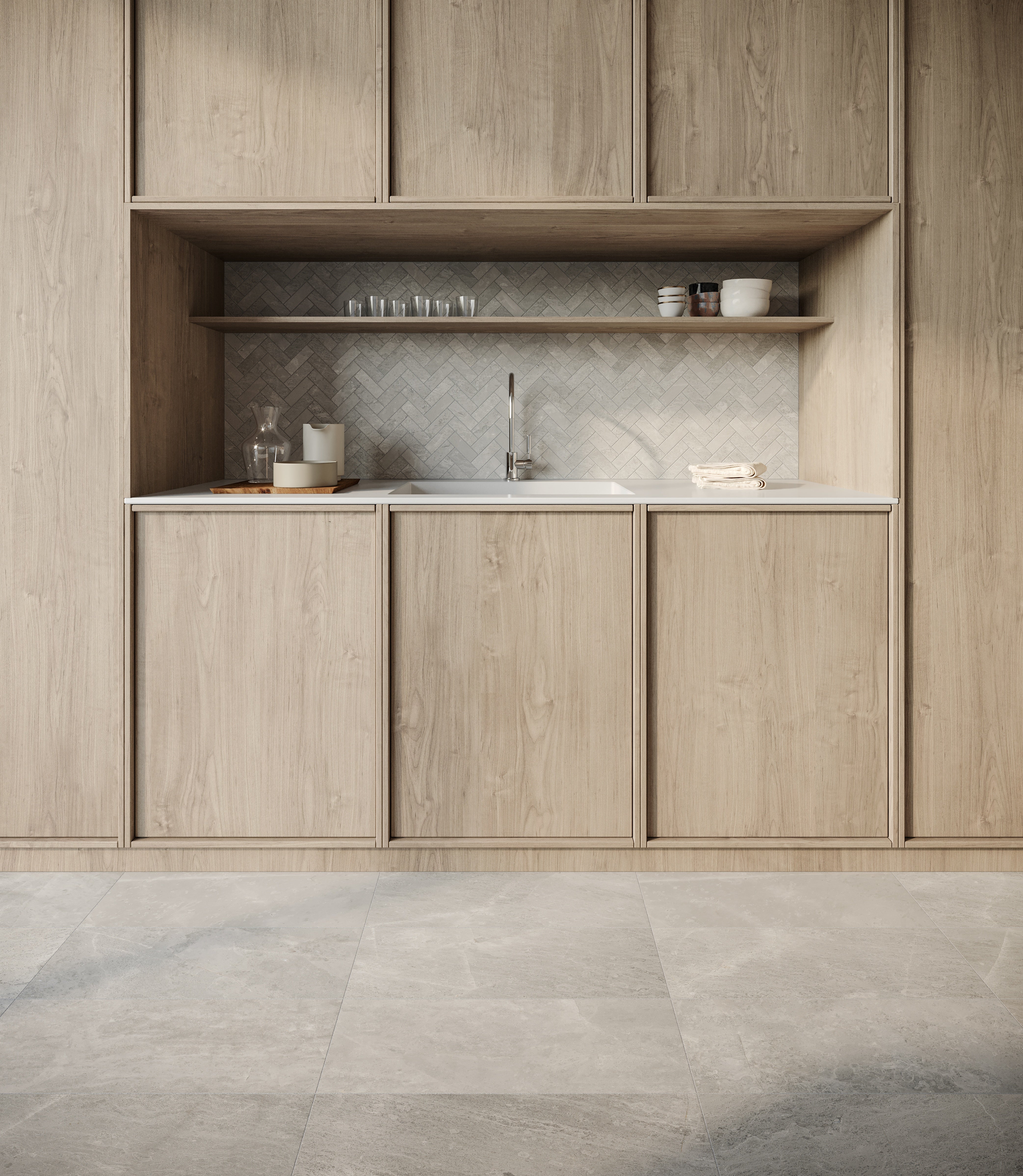 Anciano Grigio marble trim by Anatolia, top-down product view, 1/2"×12"×5/8" size. Turkish marble for floors and walls.