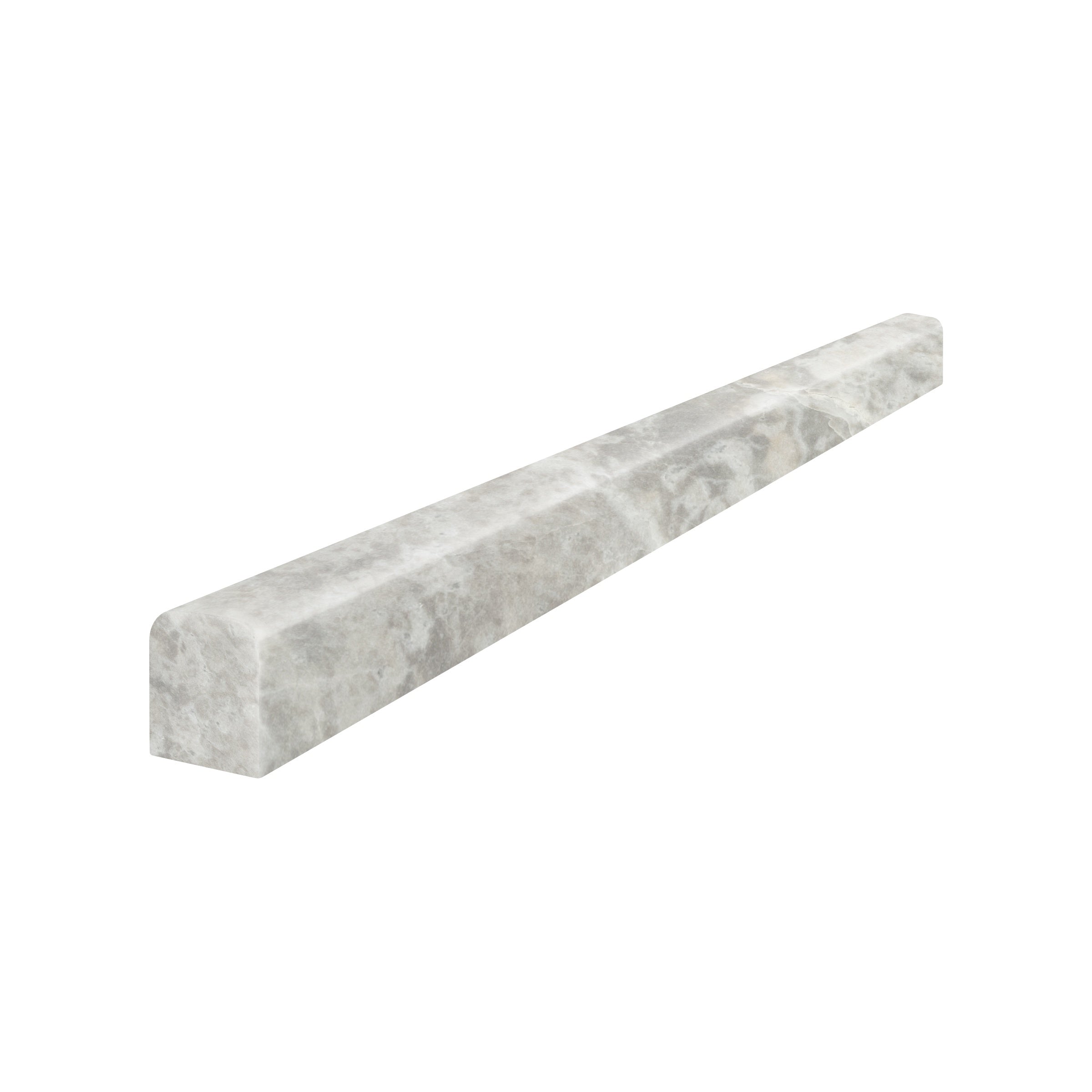 Apollo Argento marble trim by Anatolia, top-down product view, 1/2"×12"×5/8" size. Turkish marble for floors and walls.
