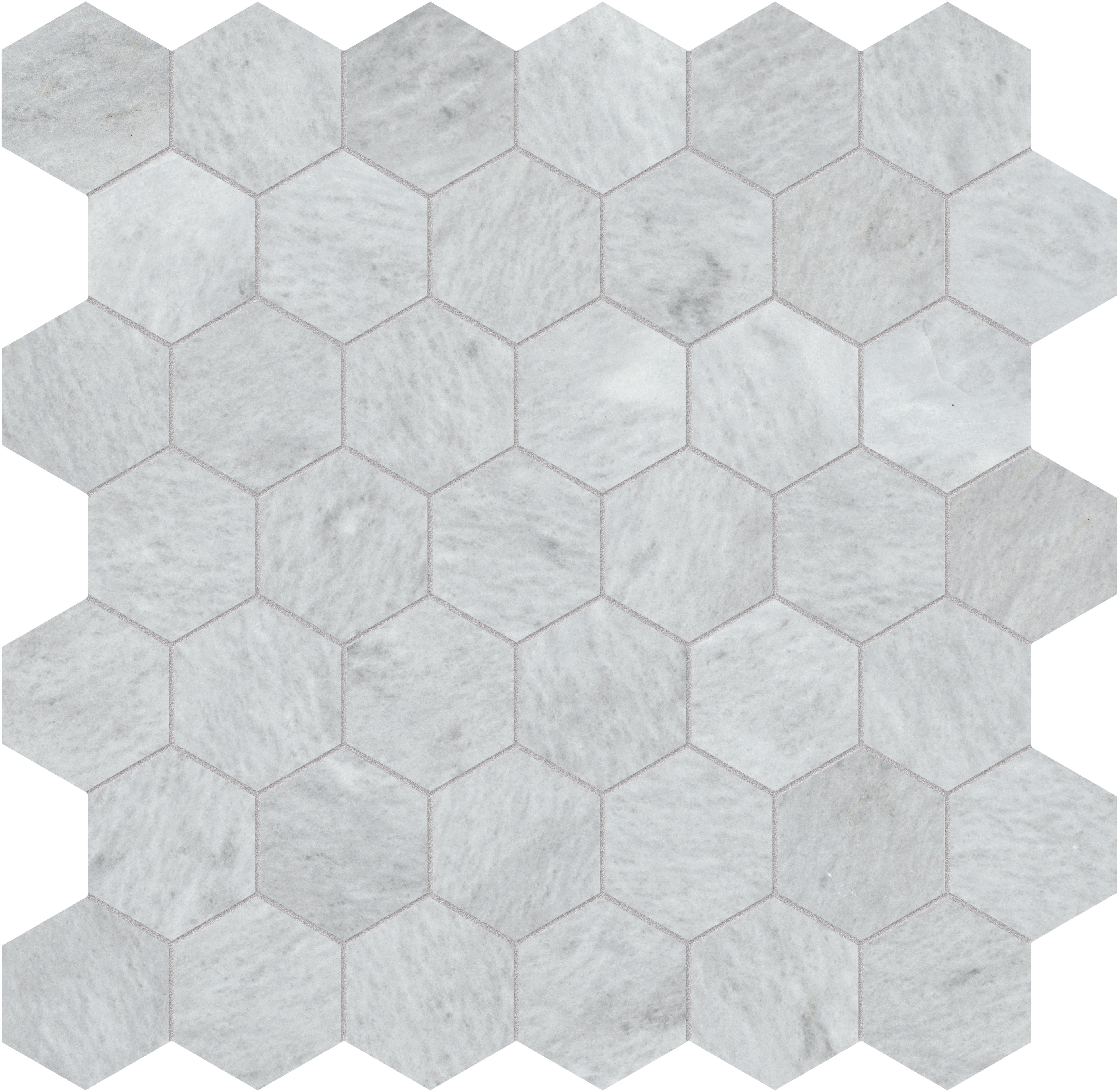 Aura Fresca marble mosaic by Anatolia, top-down product view, 11 7/8"×12"×3/8" size. Turkish marble for floors and walls.