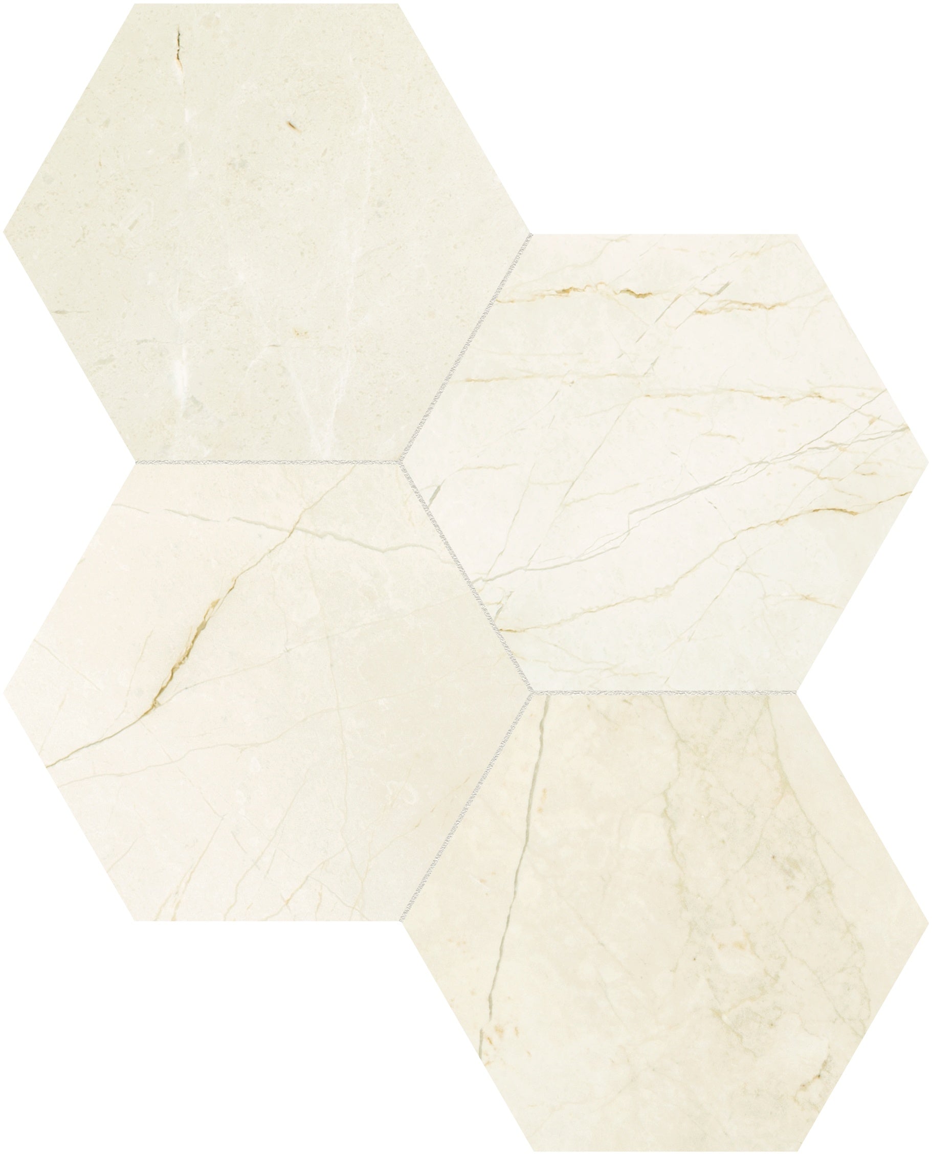 Avorio Crema marble mosaic by Anatolia, top-down product view, 10 7/16"×12 1/16"×3/8" size. Turkish marble for floors and walls.