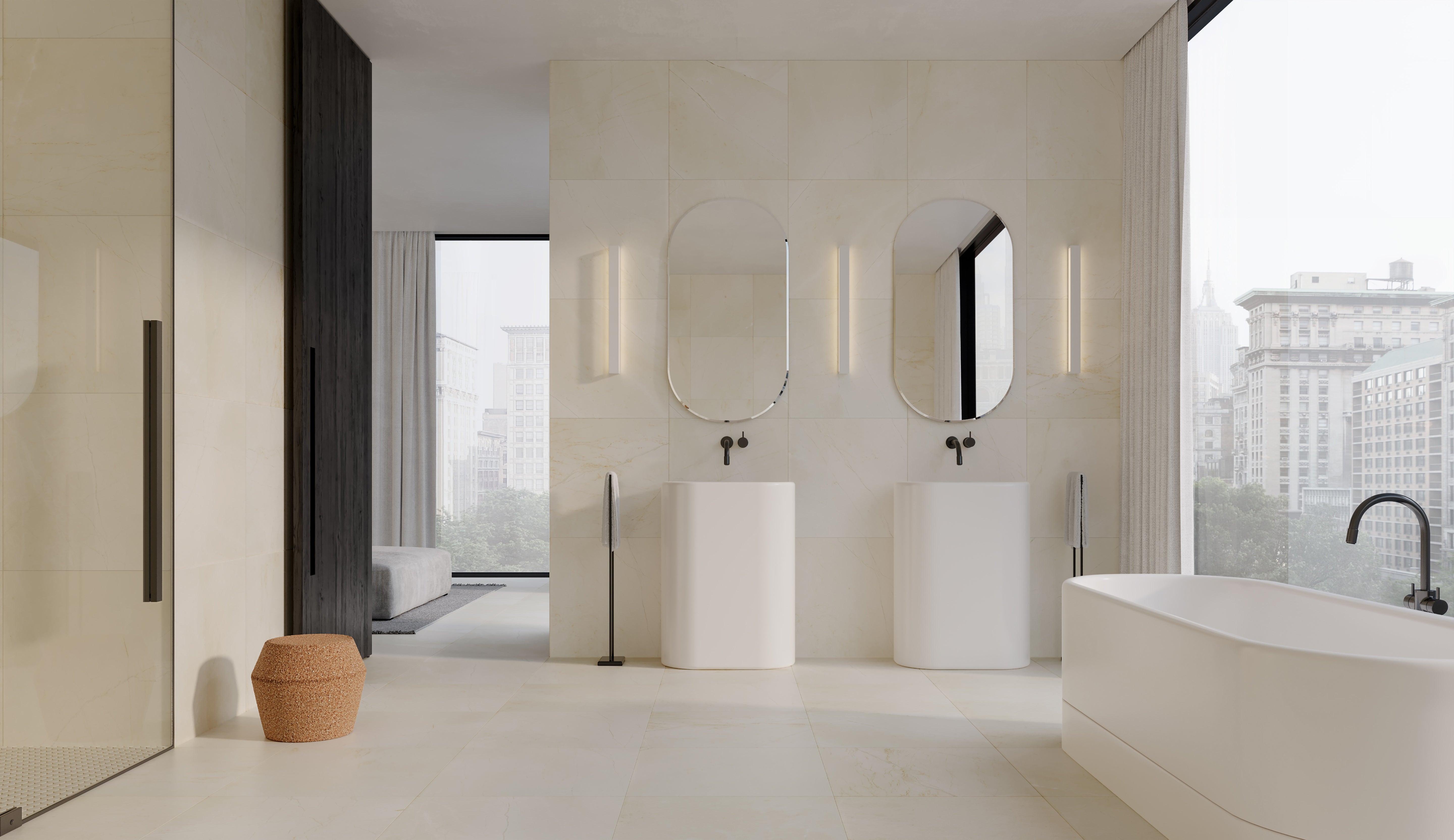 Avorio Crema marble trim by Anatolia, top-down product view, 1/2"×12"×5/8" size. Turkish marble for floors and walls.
