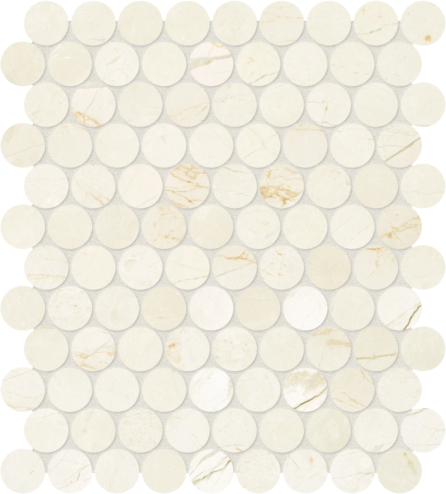 Avorio Crema marble mosaic by Anatolia, top-down product view, 11 3/32"×12 7/8"×3/8" size. Turkish marble for floors and walls.