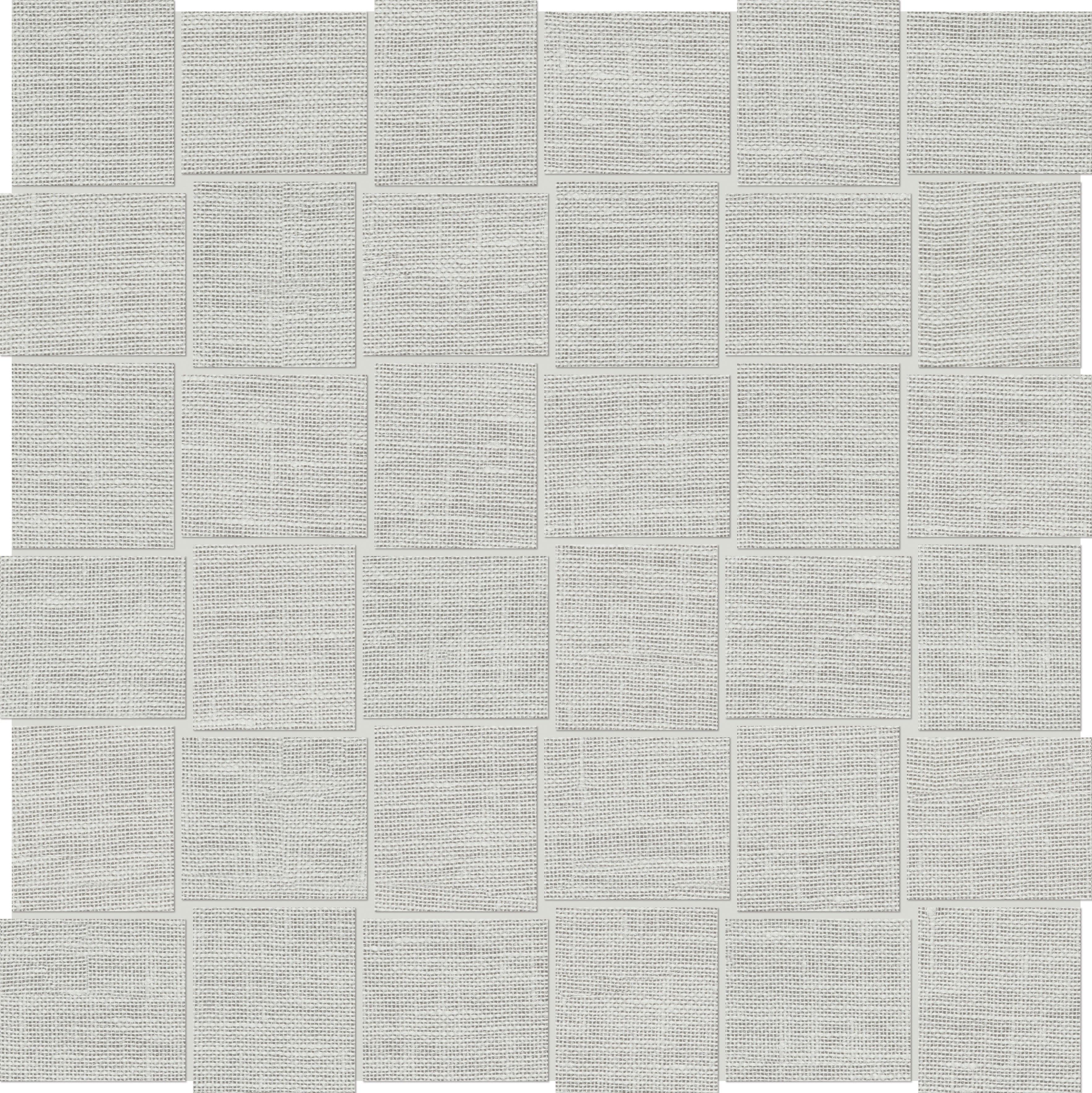 Belgian Linen Mist porcelain mosaic by Anatolia, top-down product view, 11 23/32"×11 23/32"×11/32" size. Malaysian porcelain for floors and walls.
