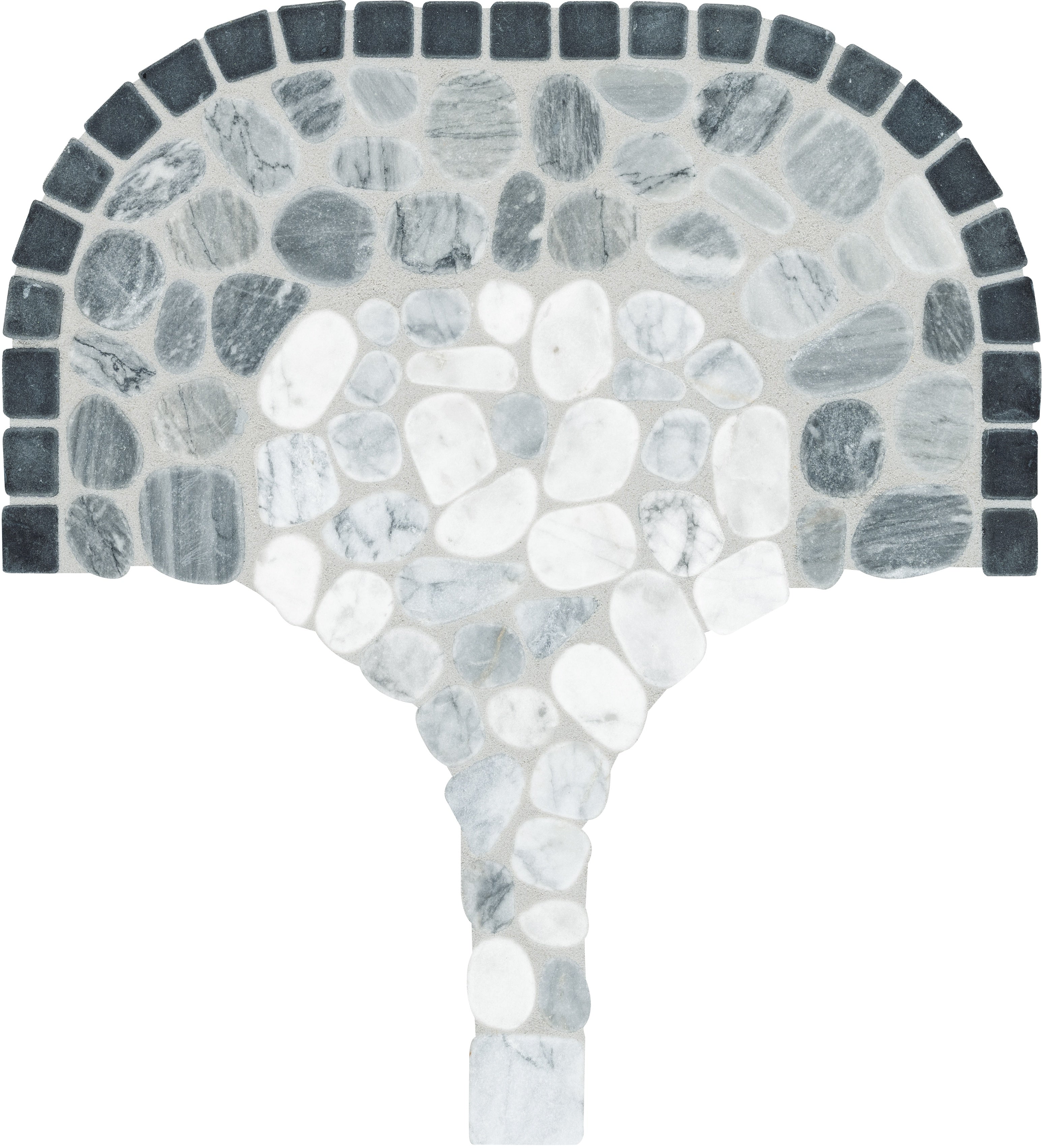 Cabana Galaxy marble mosaic by Anatolia, top-down product view, 7 13/16"×15 3/8"×5/16" size. Chinese marble for floors and walls.