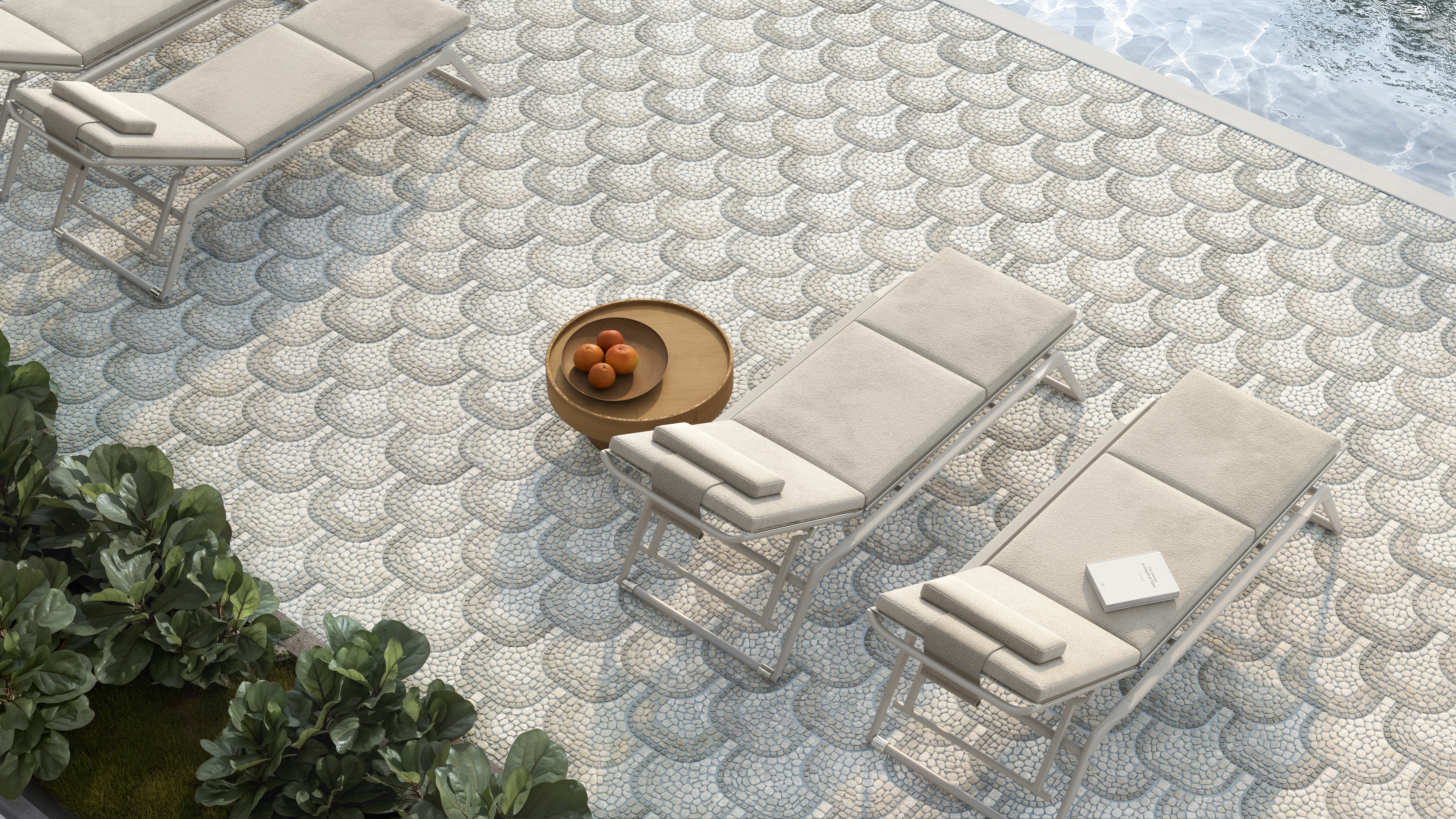 Cabana Horizon mixed mosaic by Anatolia, top-down product view, 12"×12"×5/16" size. Chinese mixed for floors and walls.
