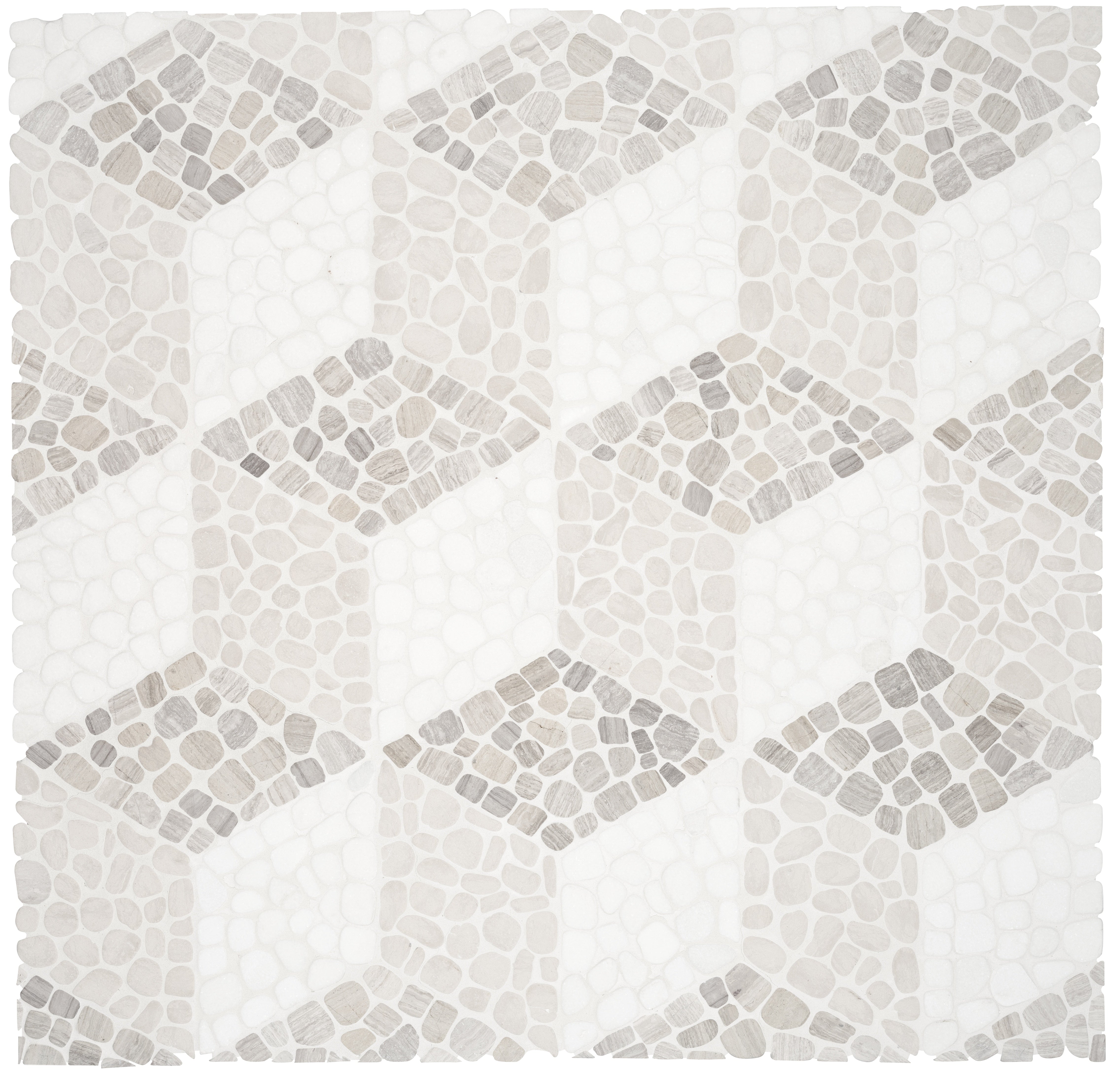 Cabana Horizon mixed mosaic by Anatolia, top-down product view, 10 1/4"×11 13/16"×5/16" size. Chinese mixed for floors and walls.